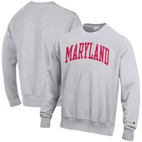 Men's Champion Heathered Gray Maryland Terrapins Arch Reverse Weave Pullover Sweatshirt