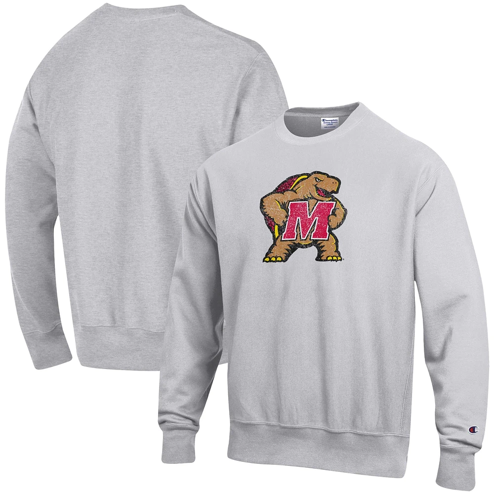 Sweat-shirt à armure inversée avec logo Maryland Terrapins Vault pour homme, gris chiné, champion