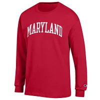T-shirt à manches longues Champion Red Maryland Terrapins Basic Arch pour homme