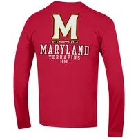 Men's Champion Red Maryland Terrapins Team Stack Long Sleeve T-Shirt