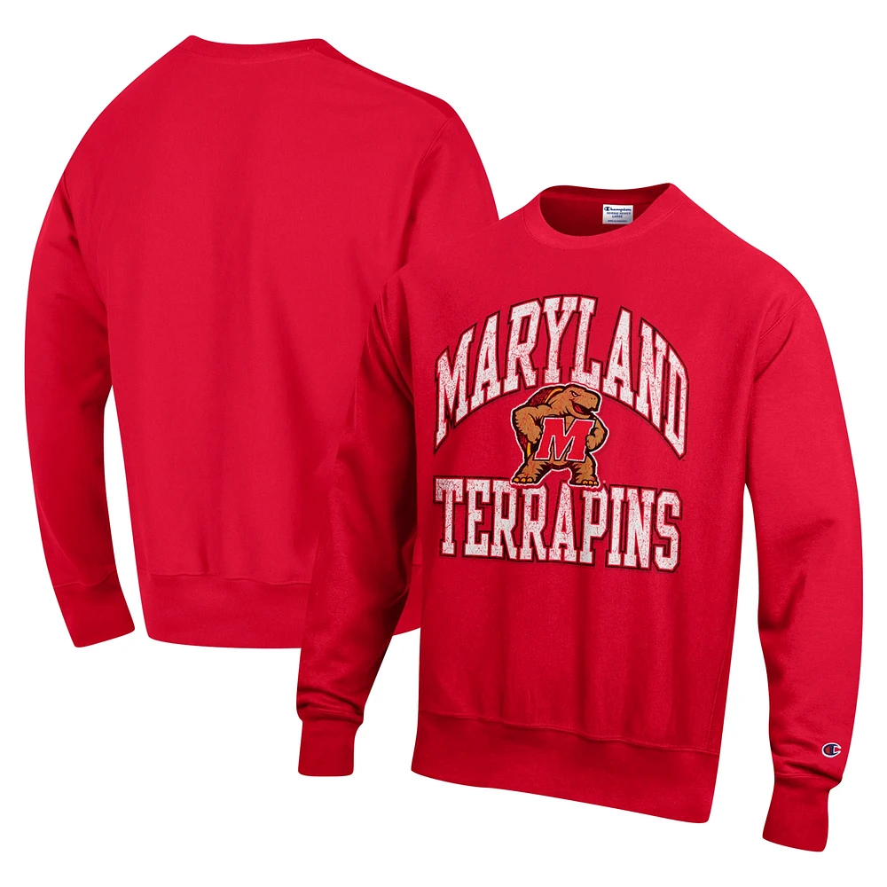 Sweat-shirt à enfiler Champion Red Maryland Terrapins Late Night Reverse Weave pour homme