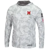 Men's Colosseum Arctic Camo Maryland Terrapins OHT Military Appreciation Long Sleeve Hoodie Top