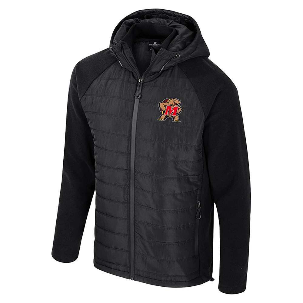 Veste à capuche entièrement zippée pour homme Colosseum Black Maryland Terrapins Block The Sun