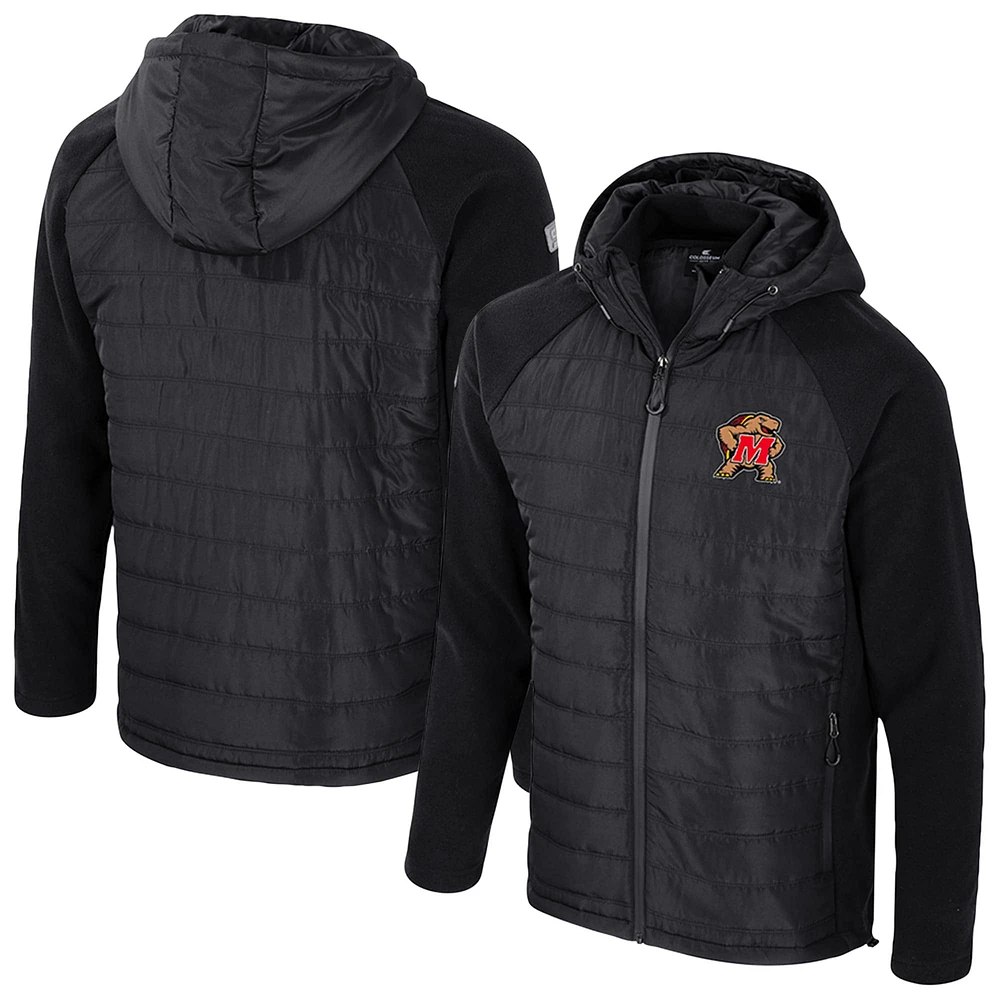 Men's Colosseum  Black Maryland Terrapins Block The Sun Full-Zip Hoodie Jacket