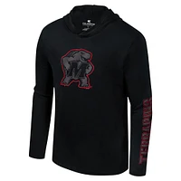 Men's Colosseum Black Maryland Terrapins Color Pop Active Blend 2-Hit Long Sleeve Hooded T-Shirt