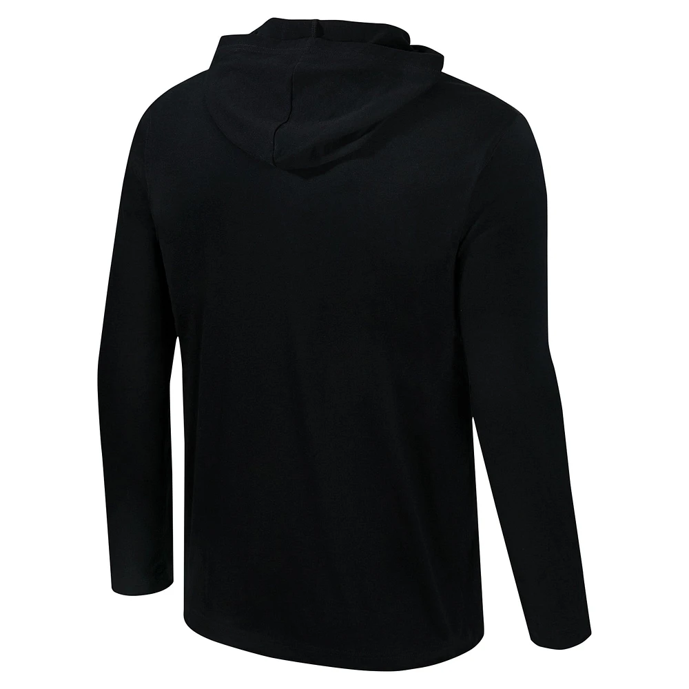Men's Colosseum Black Maryland Terrapins Color Pop Active Blend 2-Hit Long Sleeve Hooded T-Shirt