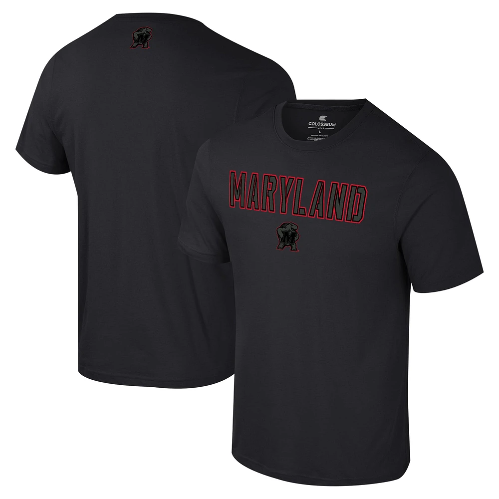 Men's Colosseum Black Maryland Terrapins Color Pop Active Blend T-Shirt