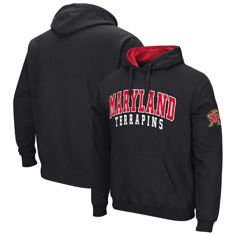 Men's Colosseum Black Maryland Terrapins Double Arch Pullover Hoodie