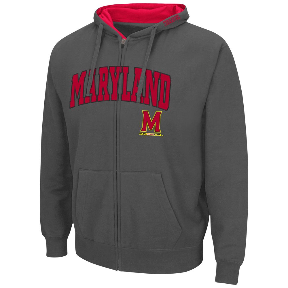 Men's Colosseum Charcoal Maryland Terrapins Arch & Logo 3.0 Full-Zip Hoodie