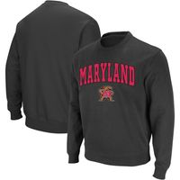 Men's Colosseum Charcoal Maryland Terrapins Arch & Logo Crew Neck Sweatshirt