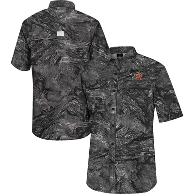 Maryland Terrapins Colosseum Realtree Aspect Charter Full-Button Fishing Shirt - Charcoal