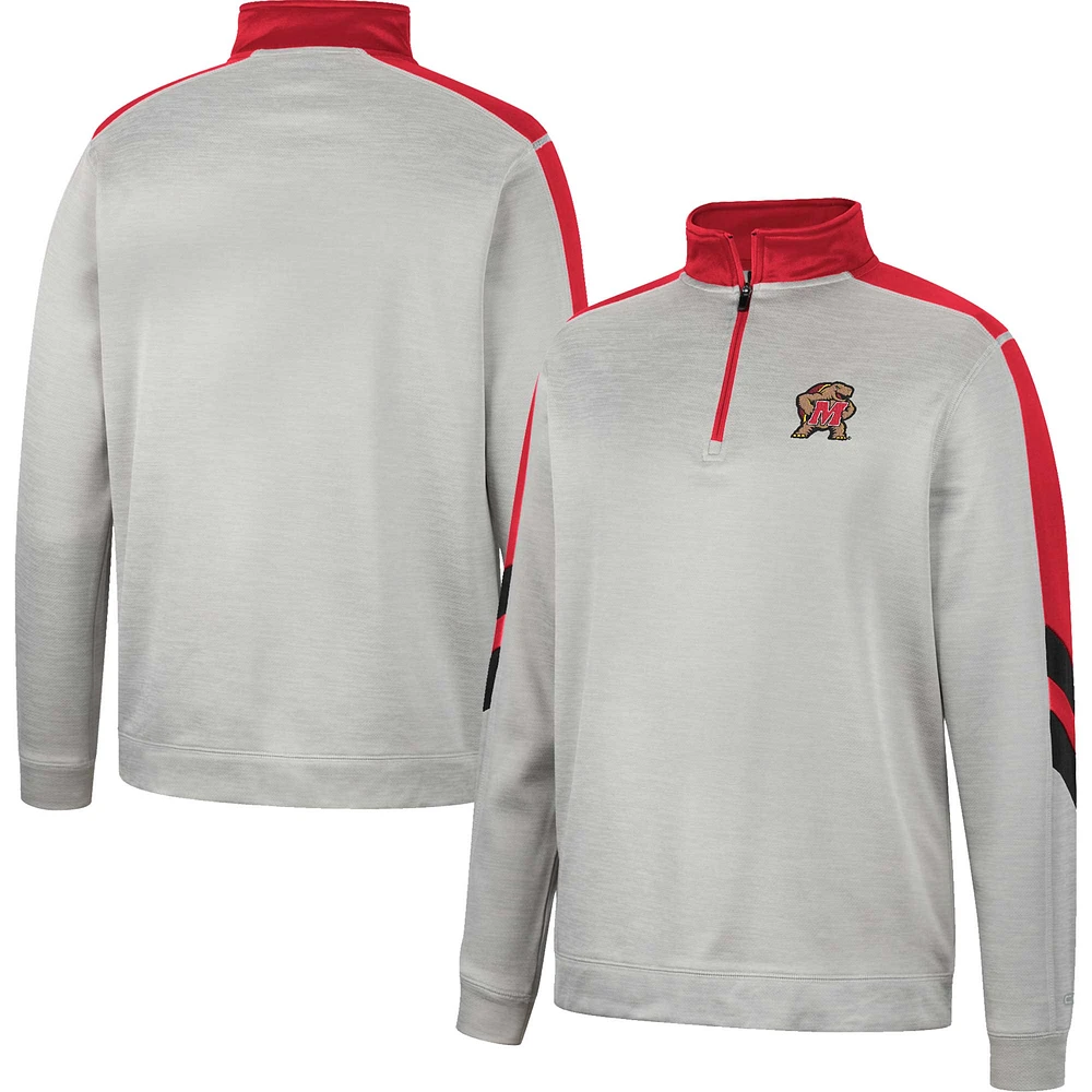 Veste Colosseum Gris/Rouge Maryland Terrapins Bushwood Fleece Quarter-Zip pour homme