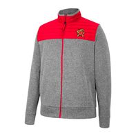 Men's Colosseum Gray/Red Maryland Terrapins Putter Herringbone Full-Zip Jacket