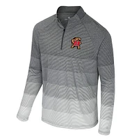 Coupe-vent à glissière quart de zip en maille rayée raglan pour hommes Colosseum Gray Maryland Terrapins AI