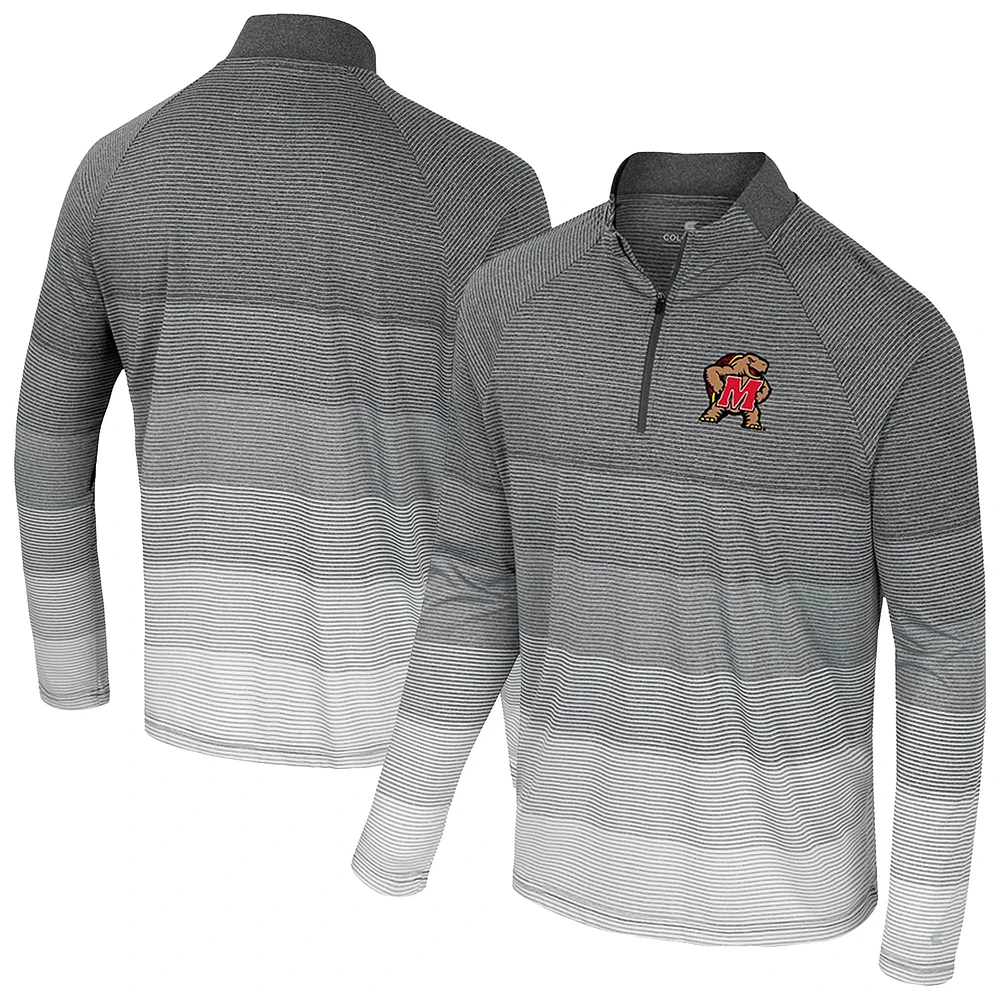 Men's Colosseum  Gray Maryland Terrapins AI Striped Mesh Quarter-Zip Raglan Windshirt