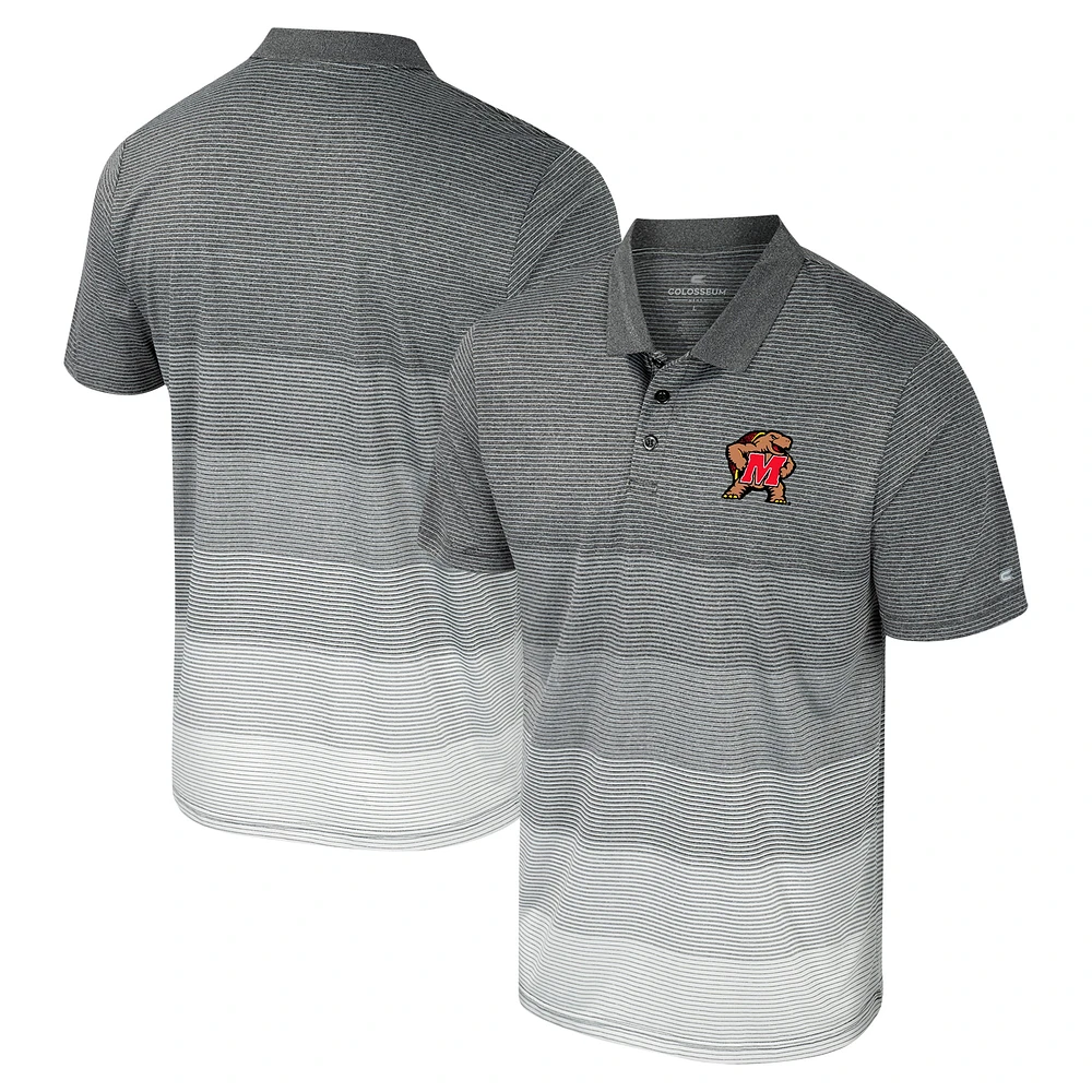 Polo en maille rayée Maryland Terrapins Colosseum gris pour hommes