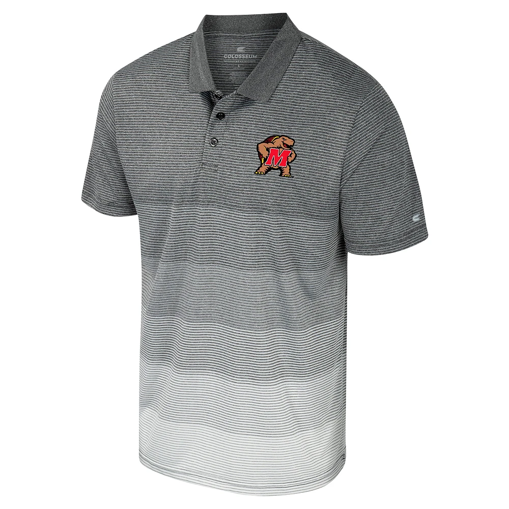 Men's Colosseum Gray Maryland Terrapins Striped Mesh Polo