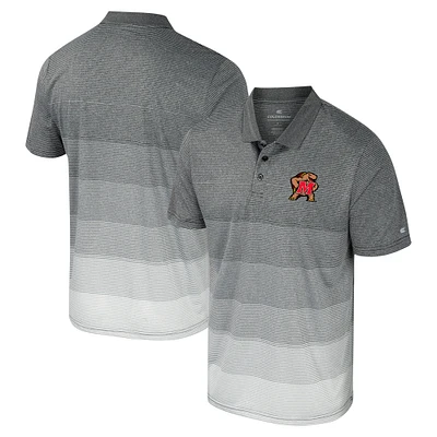 Men's Colosseum Gray Maryland Terrapins Striped Mesh Polo