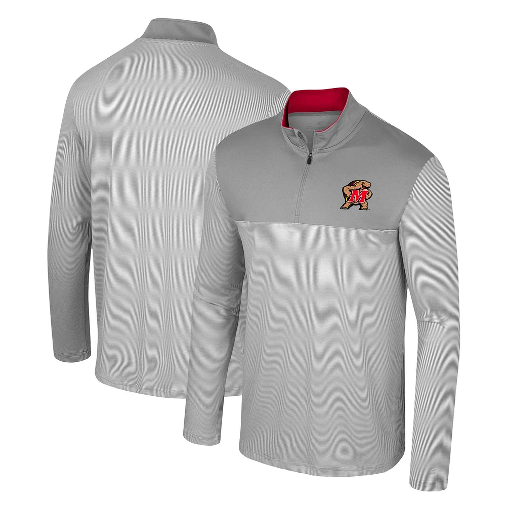 Men's Colosseum Gray Maryland Terrapins Tuck Quarter-Zip Top