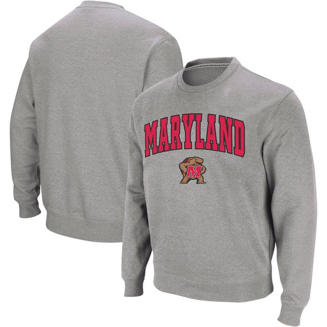 Colosseum Heather Grey Maryland Terrapins Arch & Logo Crew Neck Sweat-shirt pour homme