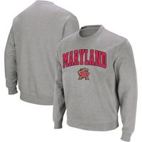 Men's Colosseum Heather Gray Maryland Terrapins Arch & Logo Crew Neck Sweatshirt