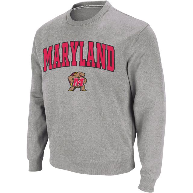 Colosseum Heather Grey Maryland Terrapins Arch & Logo Crew Neck Sweat-shirt pour homme