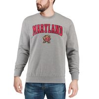 Men's Colosseum Heather Gray Maryland Terrapins Arch & Logo Crew Neck Sweatshirt