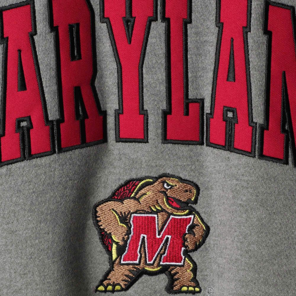 Men's Colosseum Heather Gray Maryland Terrapins Arch & Logo Crew Neck Sweatshirt