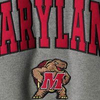 Men's Colosseum Heather Gray Maryland Terrapins Arch & Logo Crew Neck Sweatshirt