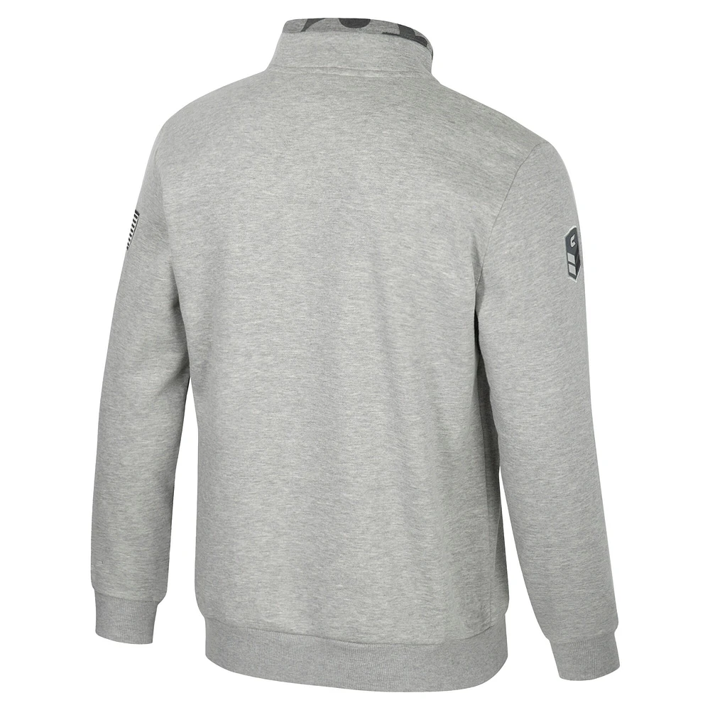 Men's Colosseum Heather Gray Maryland Terrapins OORAH OHT Military Appreciation Fleece Quarter-Zip Jacket