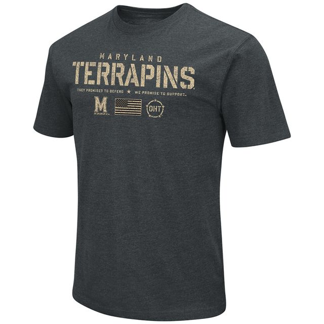 T-shirt Colosseum Heathered Black Maryland Terrapins OHT Military Appreciation Flag 2.0 pour homme