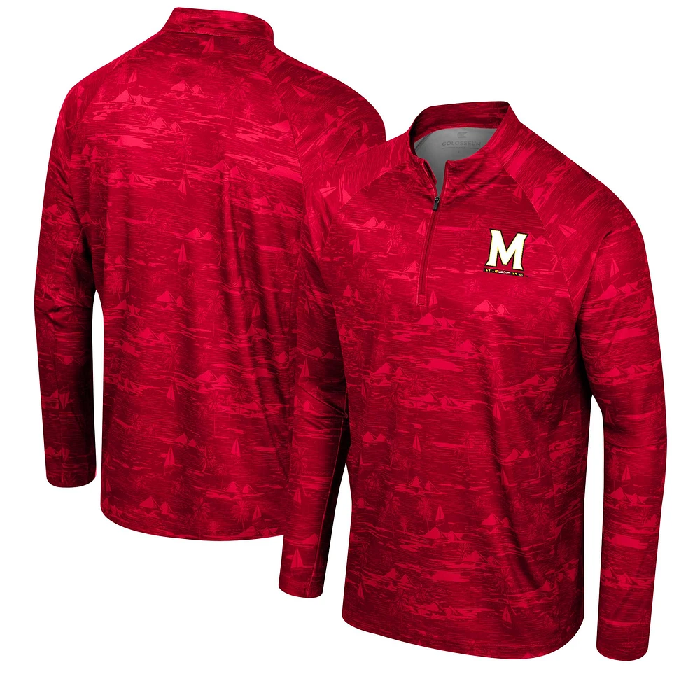 Men's Colosseum Red Maryland Terrapins Carson Raglan Quarter-Zip Jacket