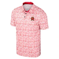 Men's Colosseum Red Maryland Terrapins It's Time! Allover Print Polo