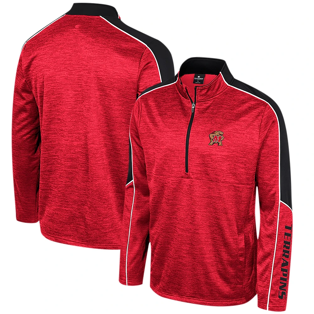 Veste à demi-zip chinée Colosseum Red Maryland Terrapins pour hommes