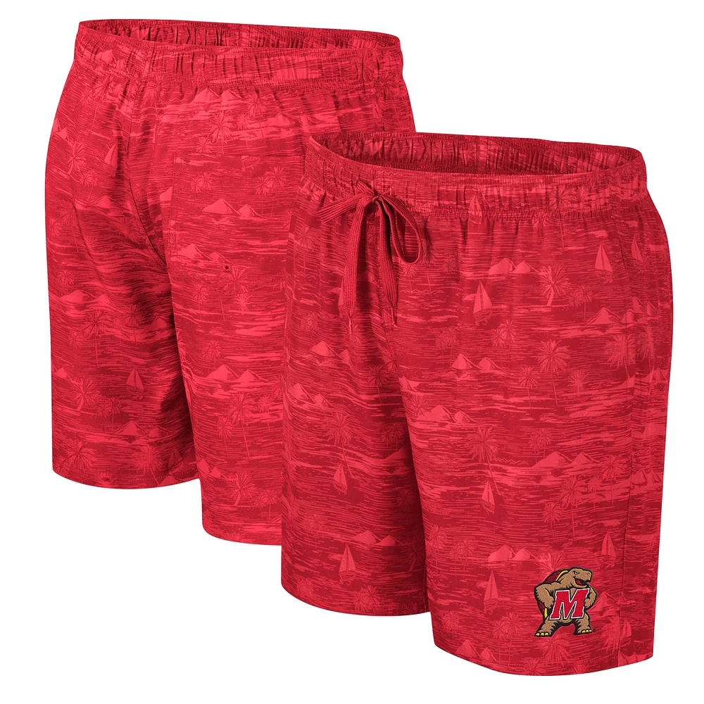 Short de bain Ozark Maryland Terrapins Colosseum rouge pour hommes