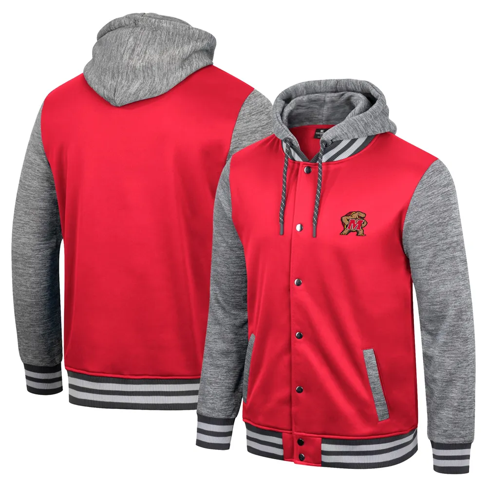 Men's Colosseum Red Maryland Terrapins Robinson Hoodie Full-Snap Jacket