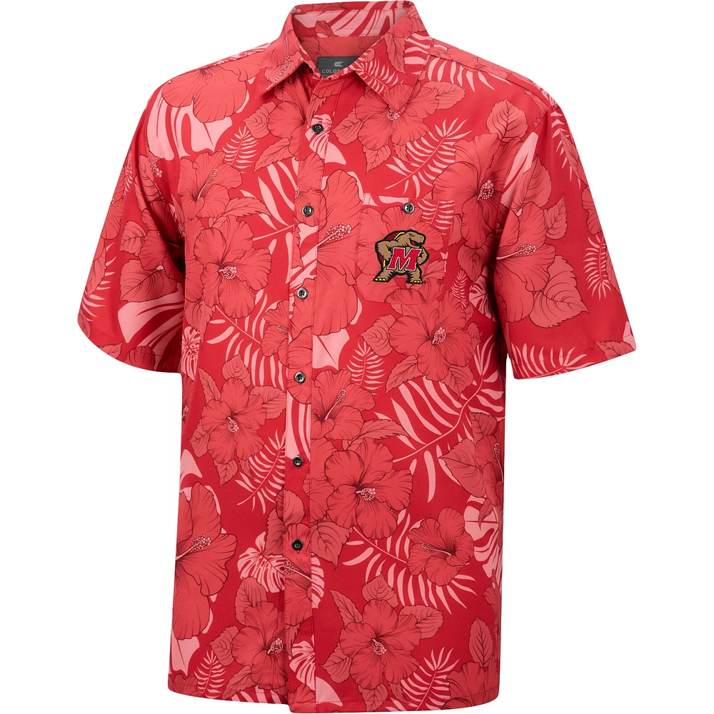 Men's Colosseum Red Maryland Terrapins The Dude Camp Button-Up Shirt