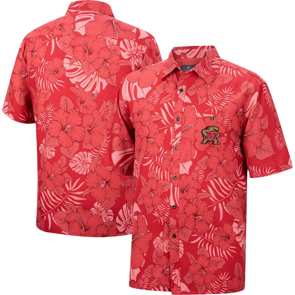 Men's Colosseum Red Maryland Terrapins The Dude Camp Button-Up Shirt