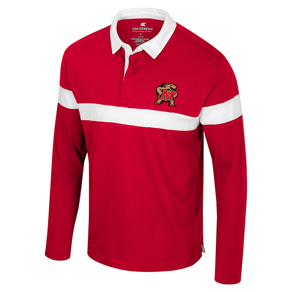 Men's Colosseum  Red Maryland Terrapins Too Cool For School Long Sleeve Polo