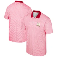 Men's Colosseum White/Red Maryland Terrapins Print Stripe Polo