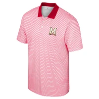 Men's Colosseum White/Red Maryland Terrapins Print Stripe Polo