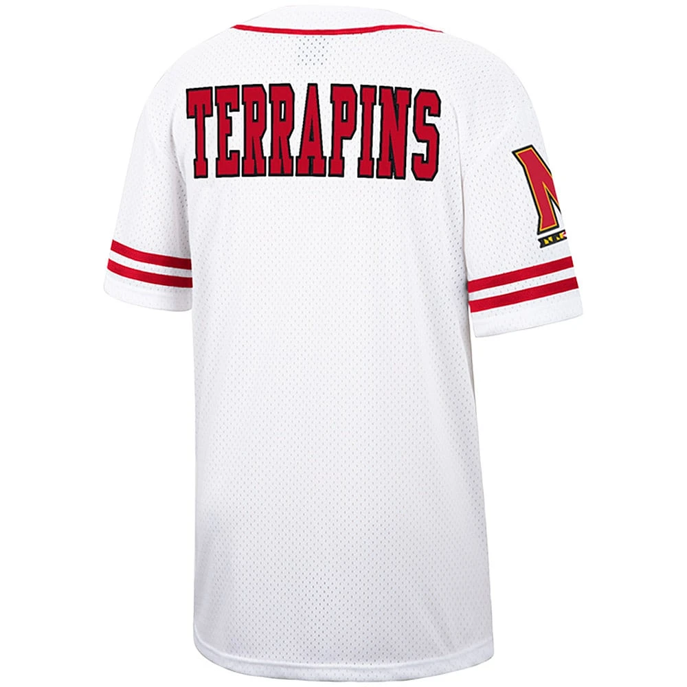 Maillot de baseball boutonné en maille Free Spirited du Maryland Terrapins Colosseum blanc pour hommes