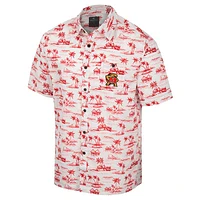 Men's Colosseum White Maryland Terrapins Spontaneous is Romantic Camp Button-Up Shirt