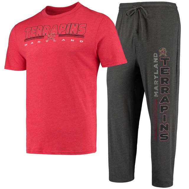 Concepts Sport T-shirt et pantalon Maryland Terrapins Meter anthracite chiné/rouge pour homme