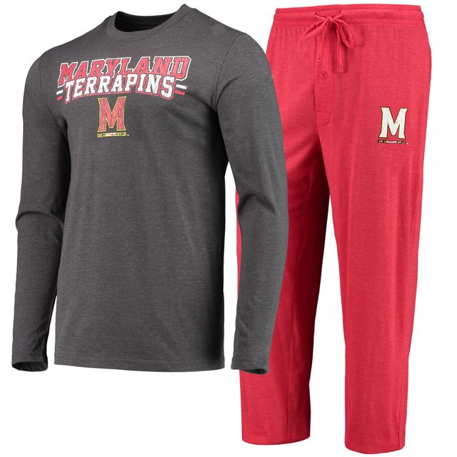 Concepts Sport pour homme Rouge/anthracite chiné Maryland Terrapins Meter T-shirt à manches longues et pantalon Ensemble de nuit