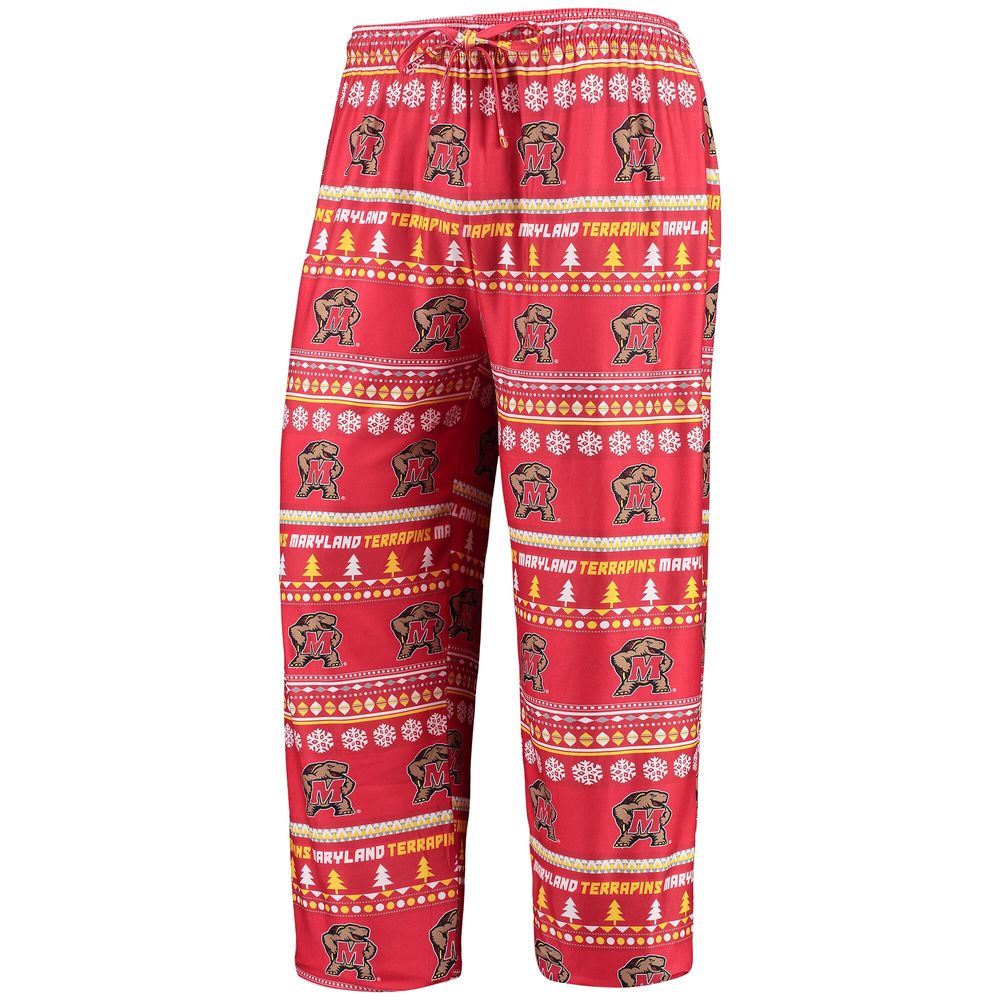 Men's Concepts Sport Red Maryland Terrapins Ugly Sweater Long Sleeve T-Shirt and Pants Sleep Set