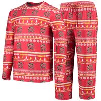 Men's Concepts Sport Red Maryland Terrapins Ugly Sweater Long Sleeve T-Shirt and Pants Sleep Set