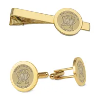 Maryland Terrapins Cufflinks & Tie Bar Gift Set - Gold