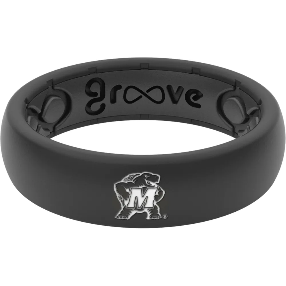 Men's 8.0mm Double Groove Comfort-Fit Wedding Band in Black Silicone