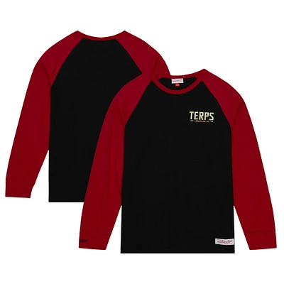 Men's Mitchell & Ness Black Maryland Terrapins Legendary Slub Raglan Long Sleeve T-Shirt